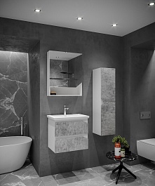 Grossman Мебель для ванной Инлайн 60 подвесная белая/бетон – фотография-3